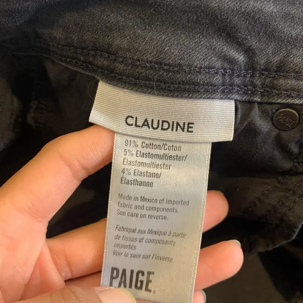 Paige Jeans Womens 30 Faded Black Claudine Ankle Raw Hem High Rise Skinny Ankle